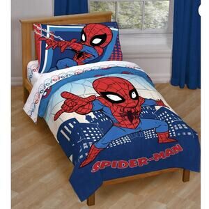 Marvel Super Hero Adventures Go Spidey 4-Piece Toddler/Crib Kids Bed Set –